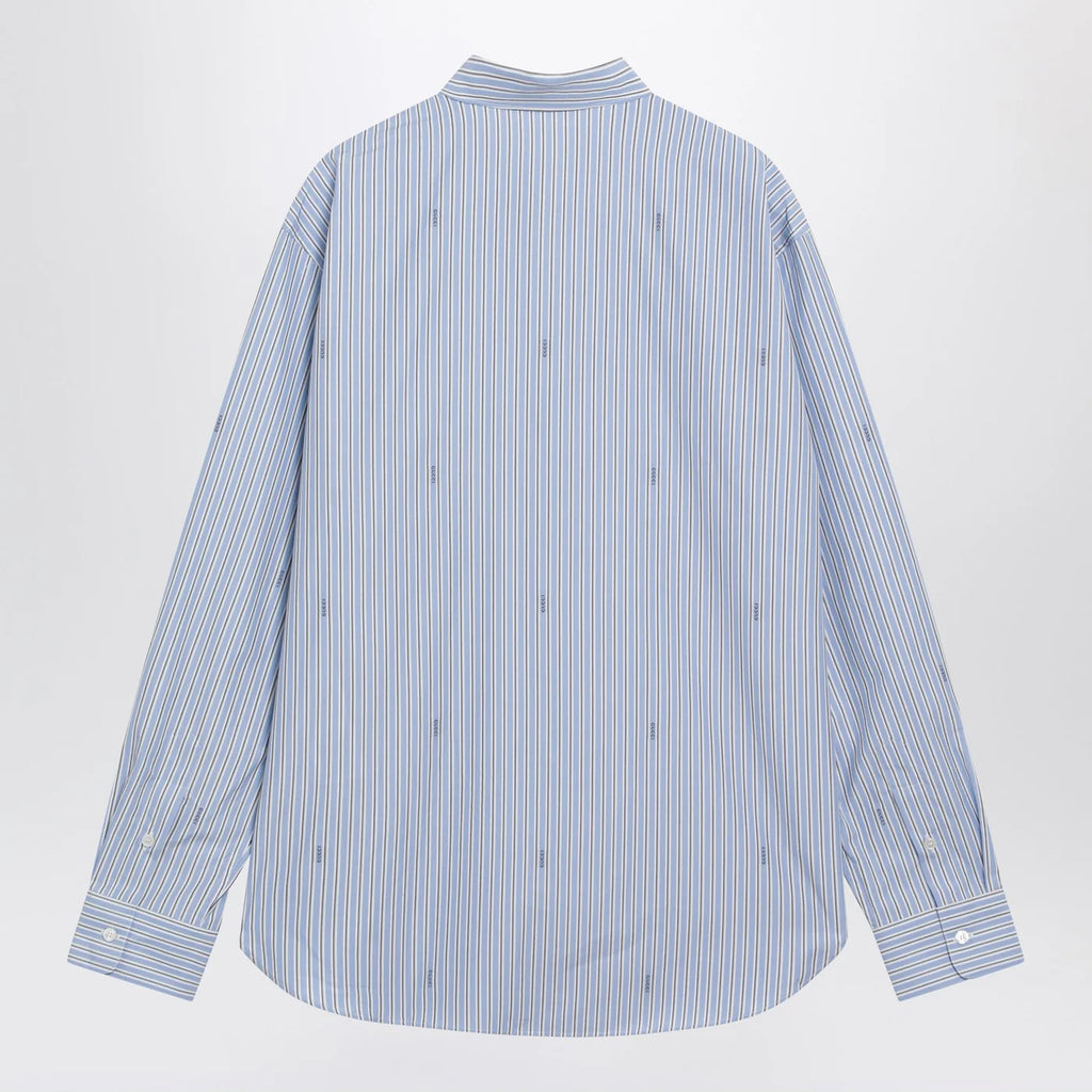 GUCCI Light blue striped cotton poplin shirt