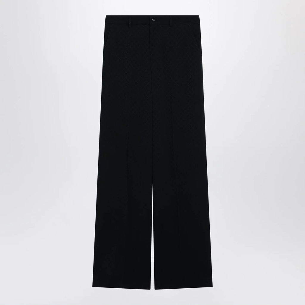 GUCCI Blue jacquard silk-blend trousers