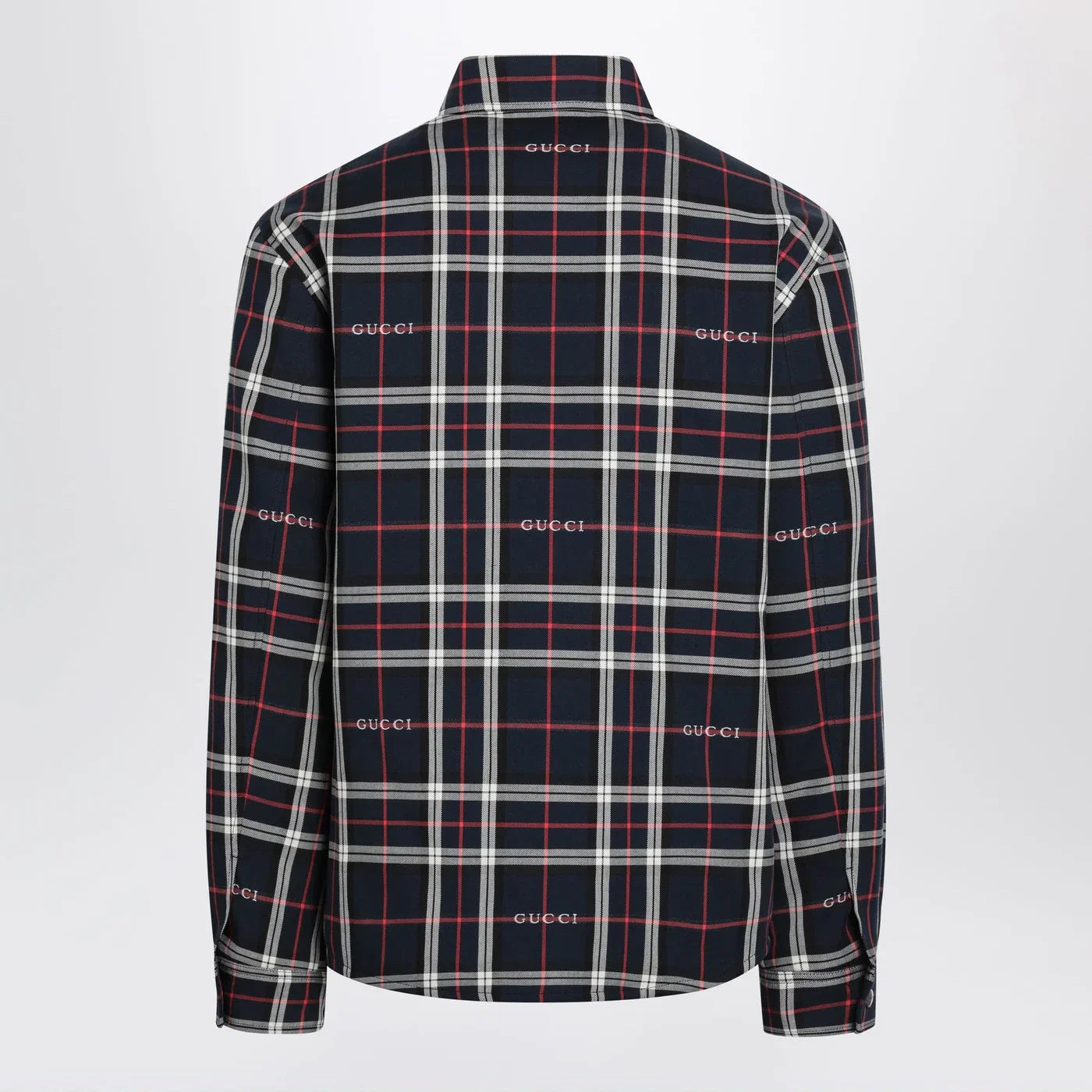 GUCCI Blue cotton jacquard tartan shirt