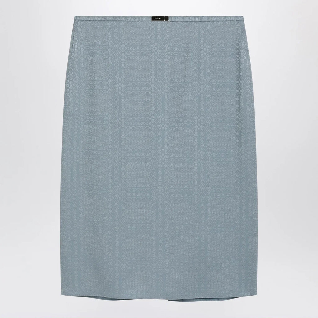 GUCCI Light blue GG jacquard silk skirt