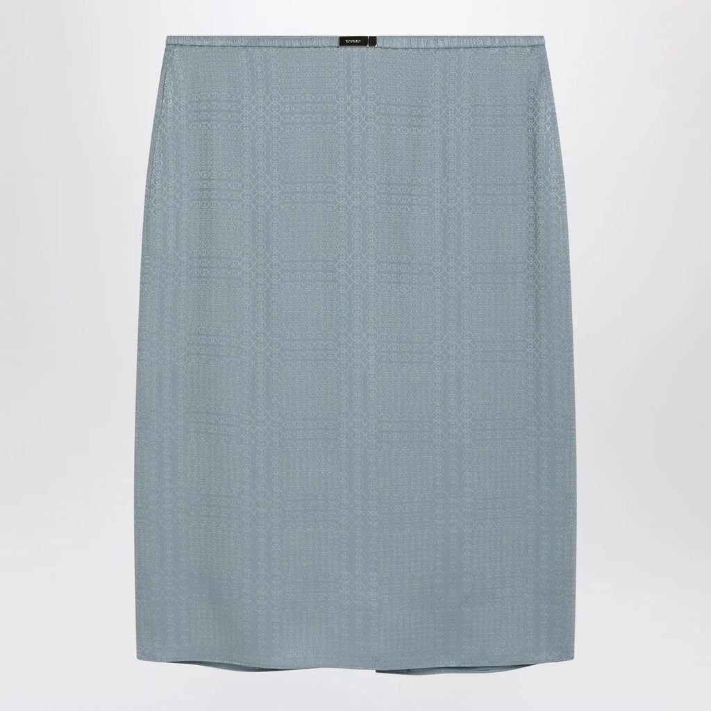 GUCCI Light blue GG jacquard silk skirt