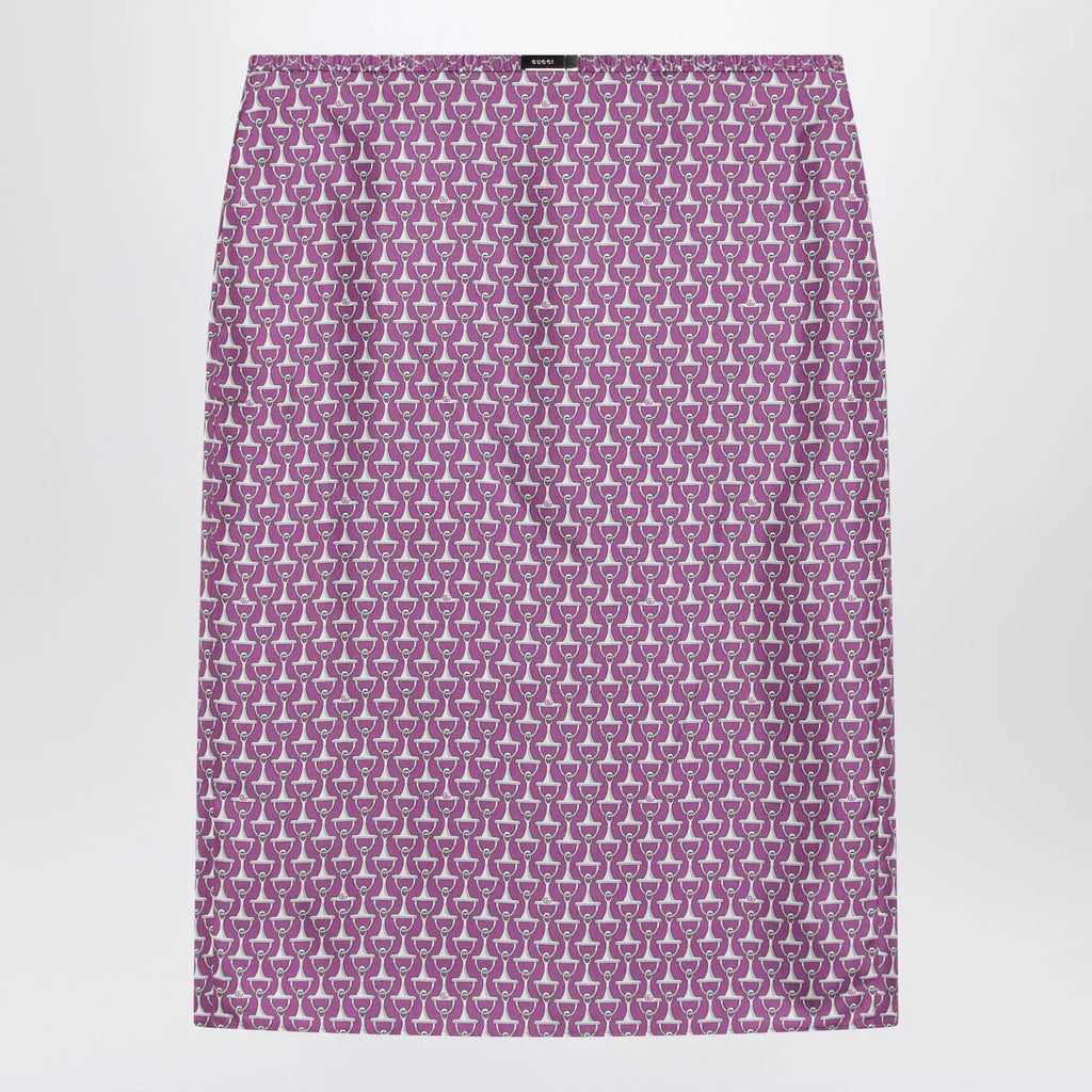 GUCCI Pink pencil skirt with horsebit print