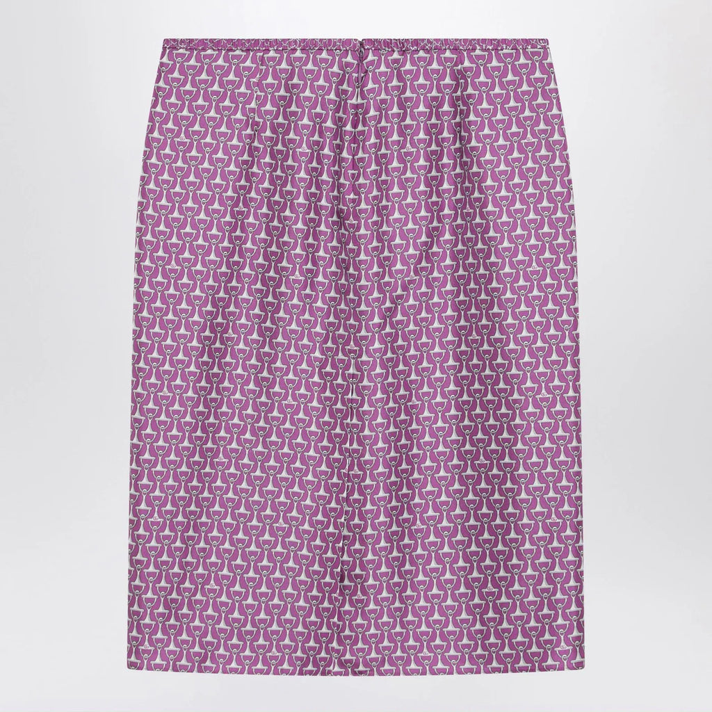 GUCCI Pink pencil skirt with horsebit print