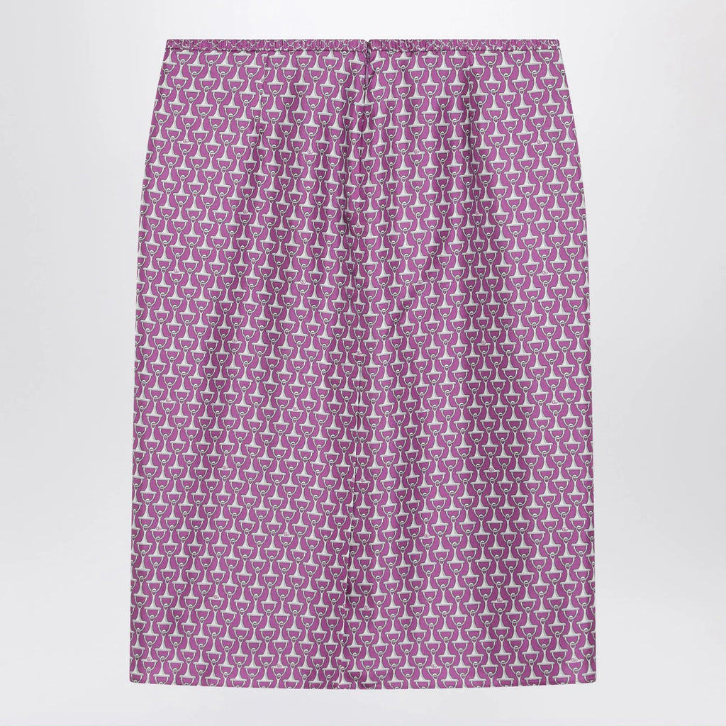 GUCCI Pink pencil skirt with horsebit print