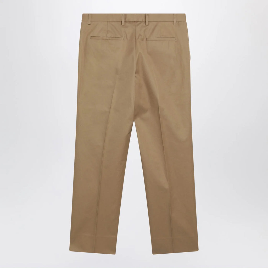 GUCCI Beige cotton trousers with Web detail