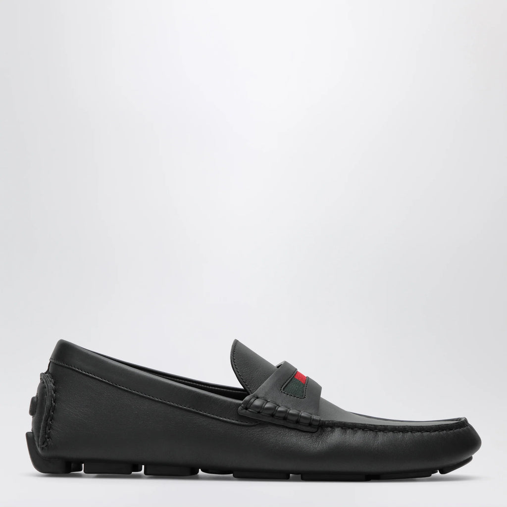 GUCCI Men's driver loafer in black leather with Web