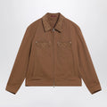 GUCCI Camel zip-up jacket with GG details