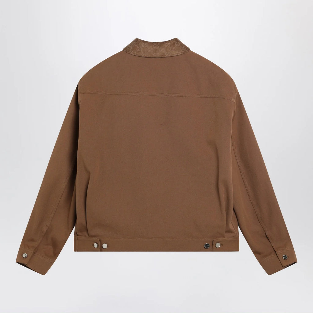 GUCCI Camel zip-up jacket with GG details