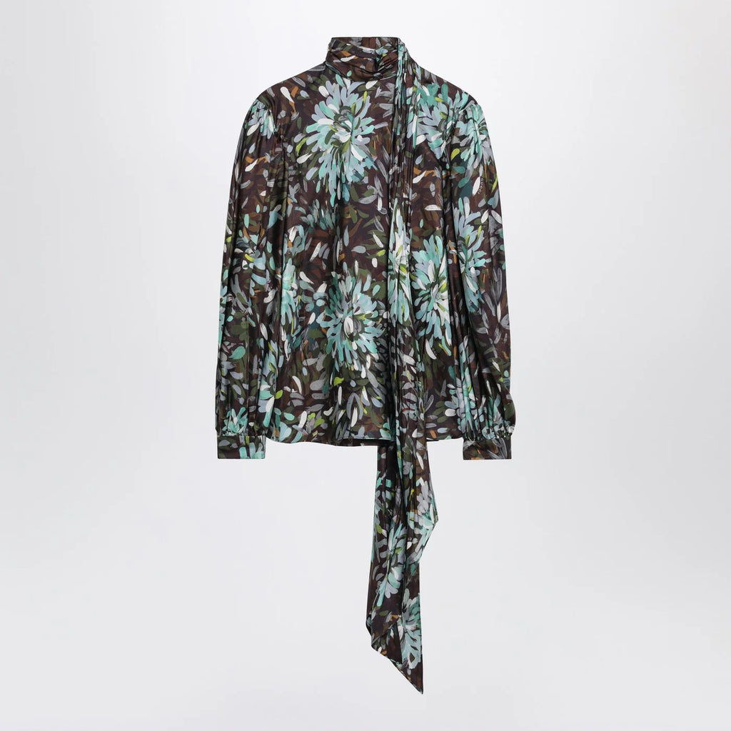 GUCCI Printed silk twill blouse