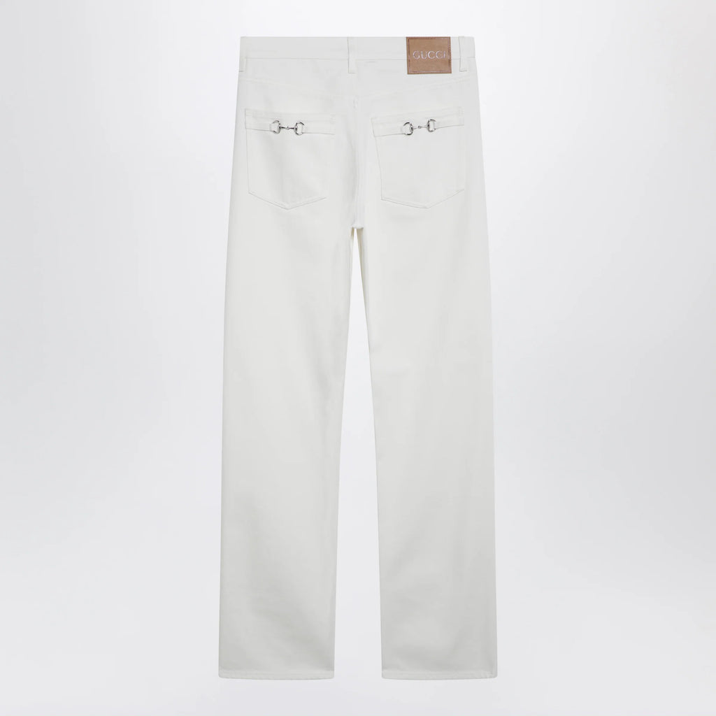 GUCCI White trousers with Horsebit detail