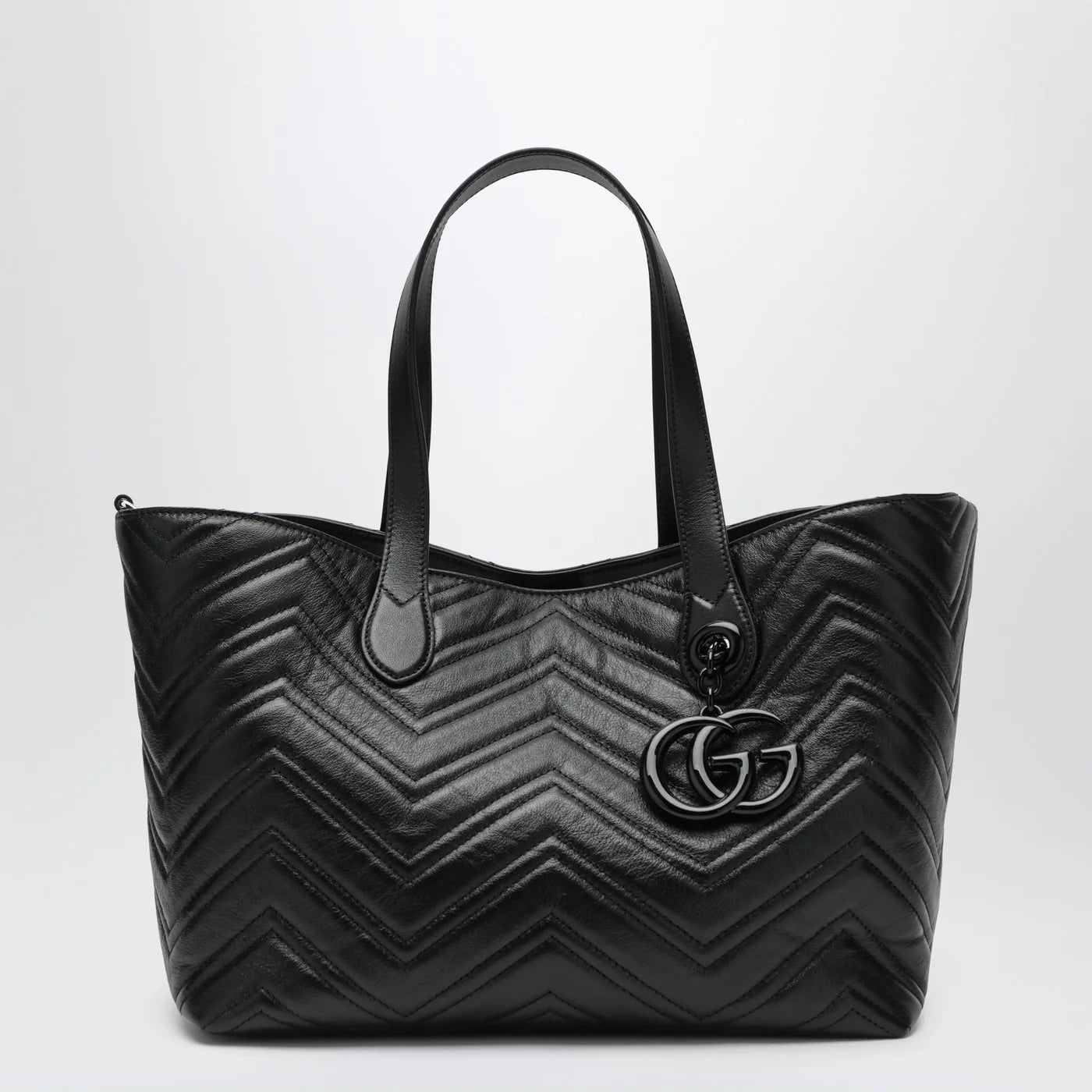 GUCCI Medium black GG Marmont shopping bag