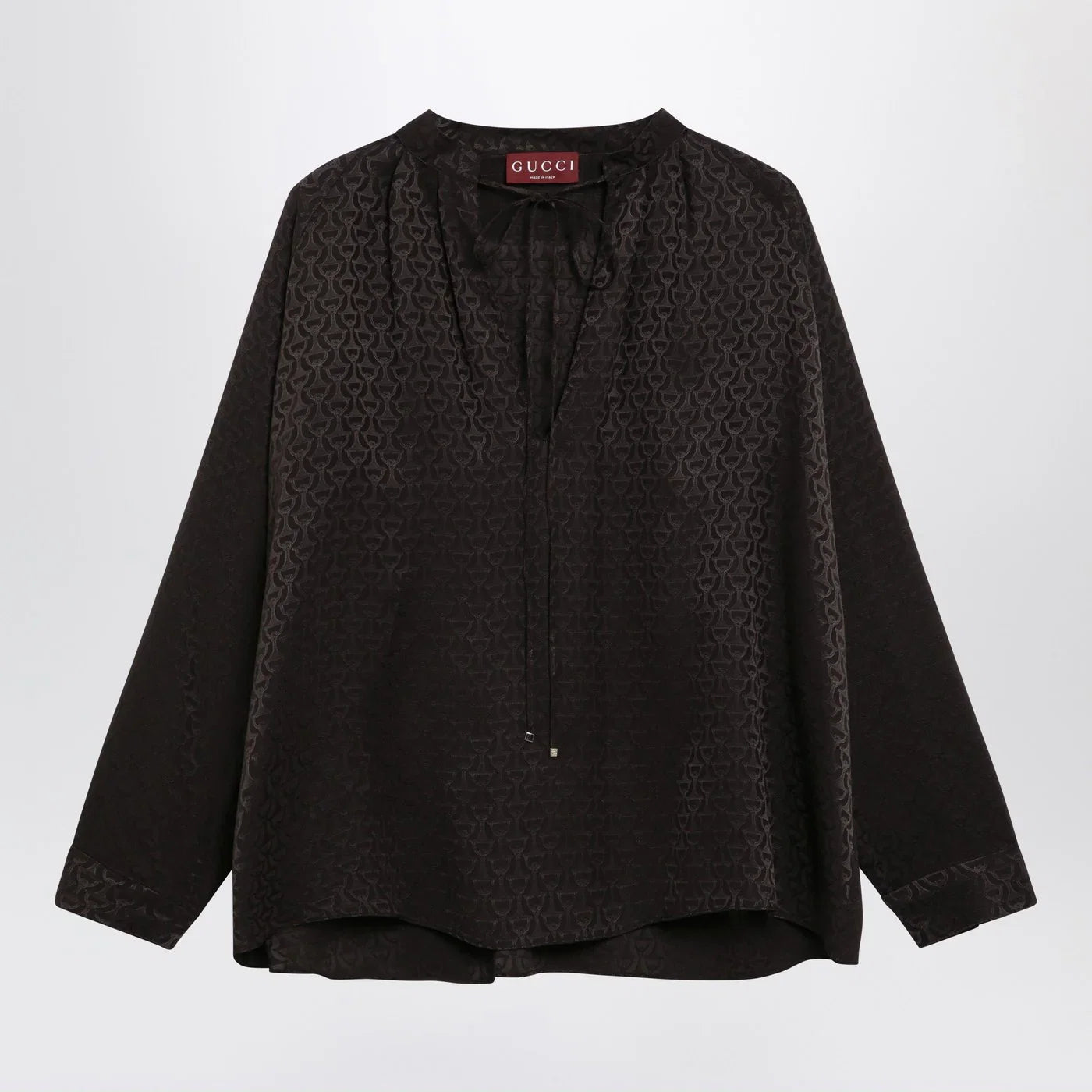 GUCCI Brown jacquard silk shirt with clamps