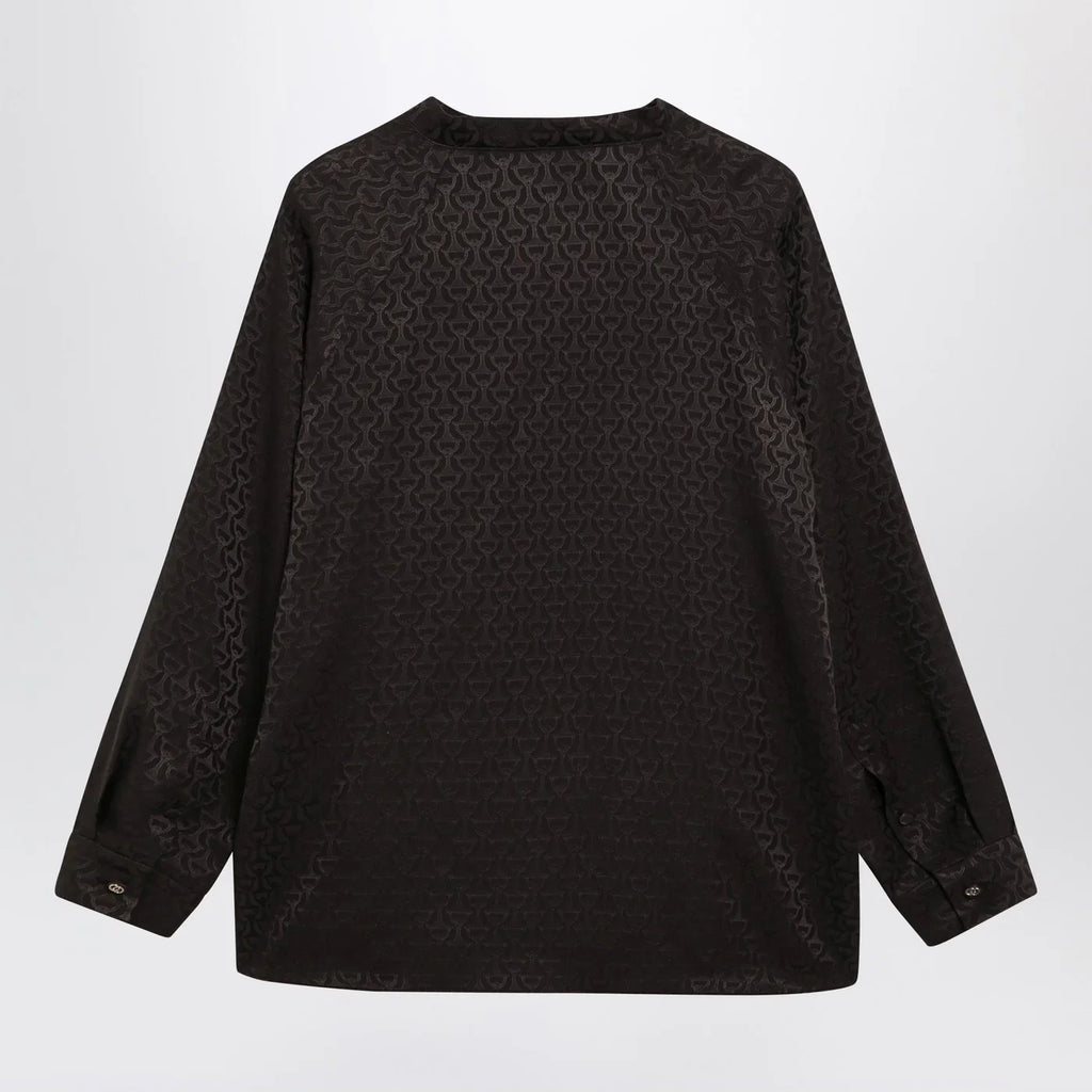 GUCCI Brown jacquard silk shirt with clamps