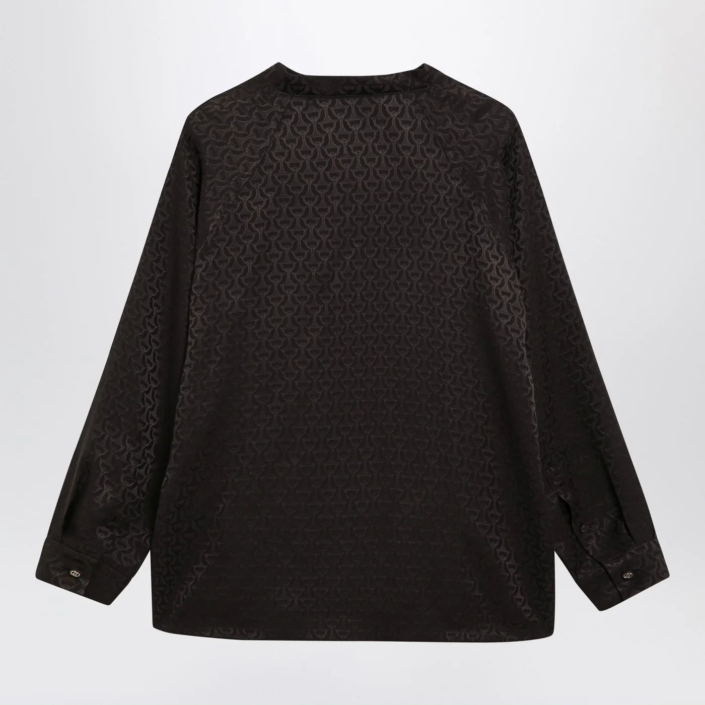 GUCCI Brown jacquard silk shirt with clamps