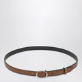 GUCCI Thin brown belt with oval buckle