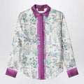 GUCCI Ivory silk twill shirt with floral print