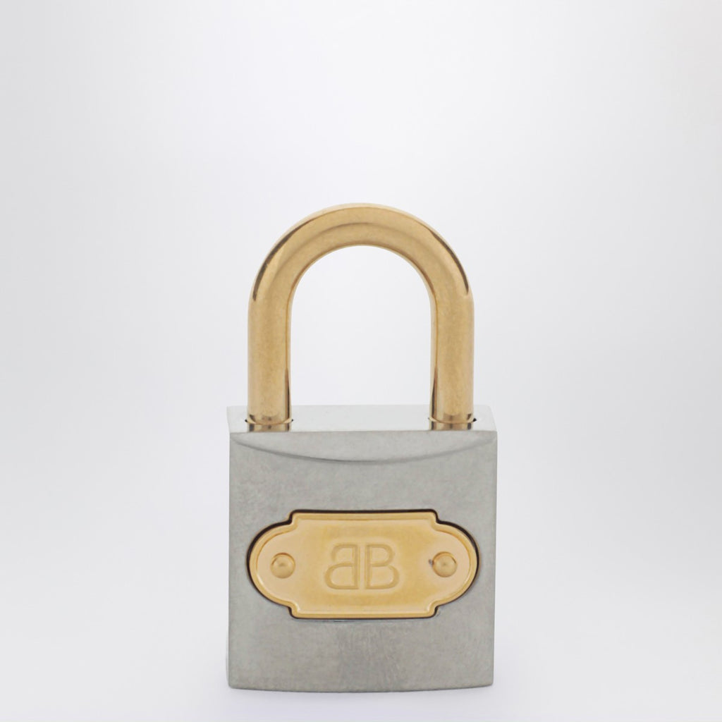 Balenciaga BB Padlock key charm in silver and gold