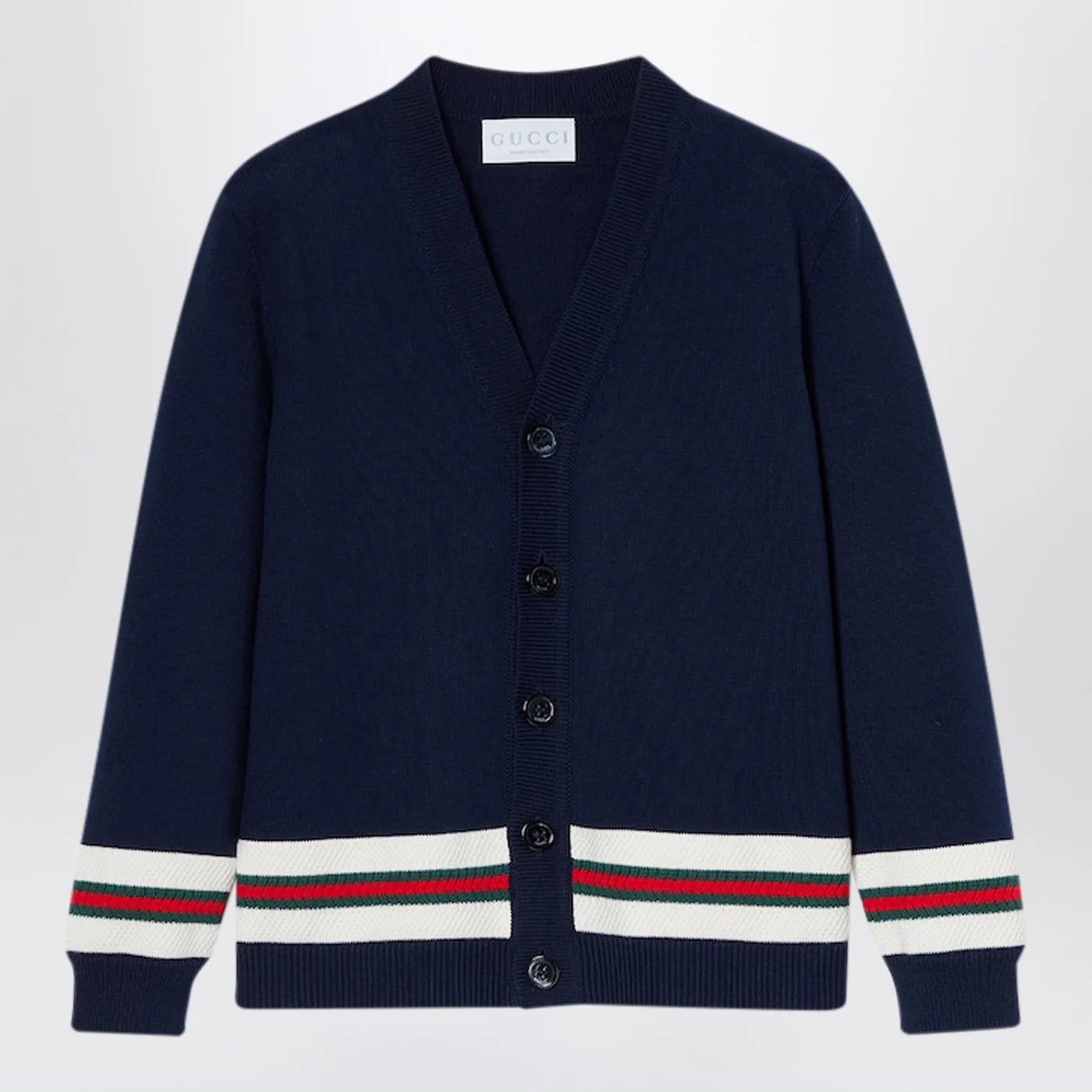 GUCCI Dark blue cardigan with Web detail