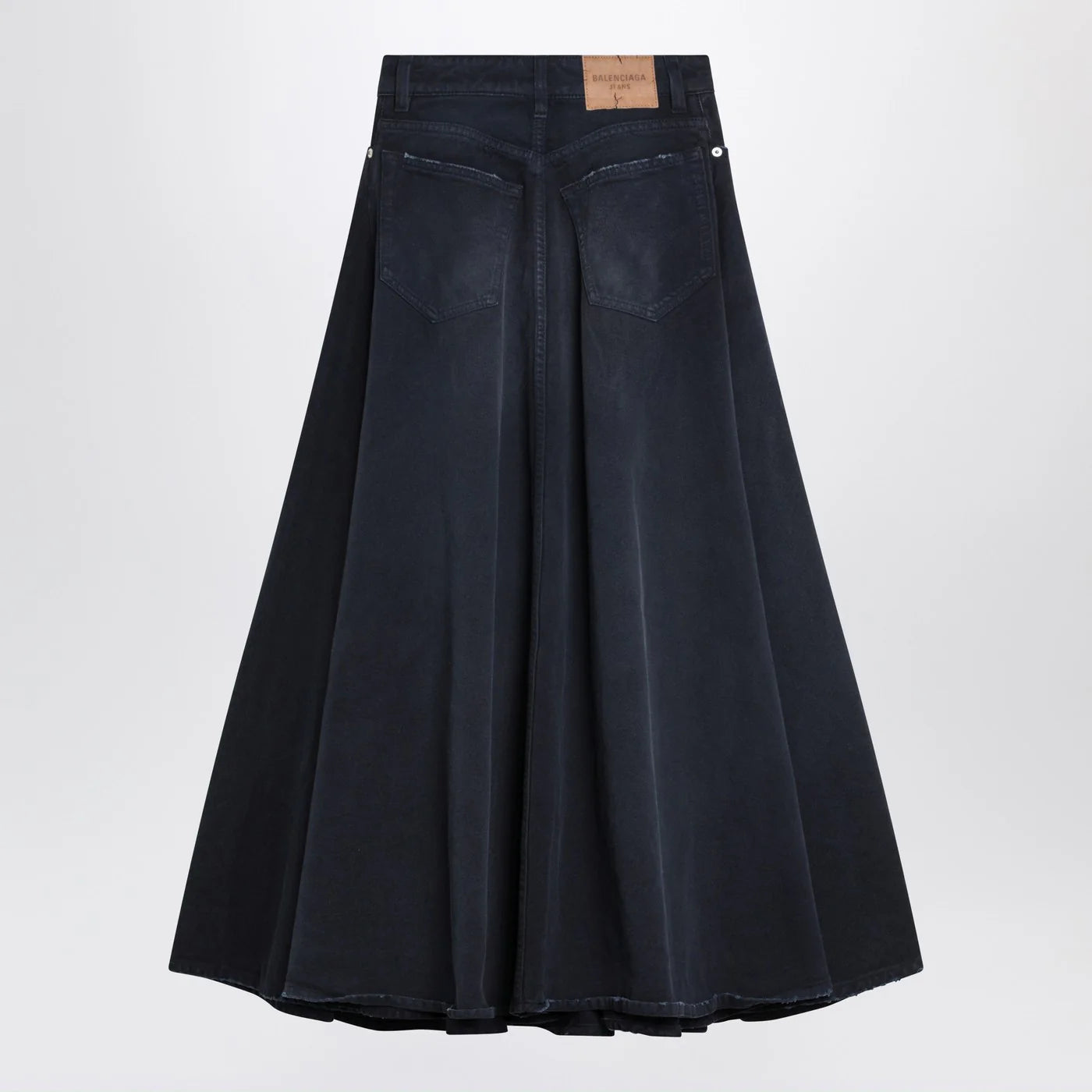 Balenciaga Navy blue maxi godet denim skirt
