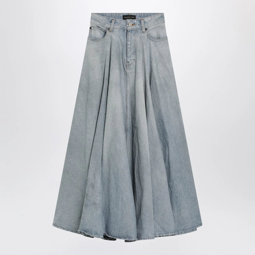 Balenciaga Light blue maxi godet denim skirt