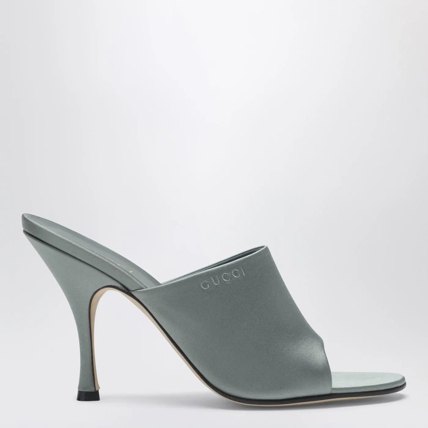 GUCCI Ocean green satin slider sandal