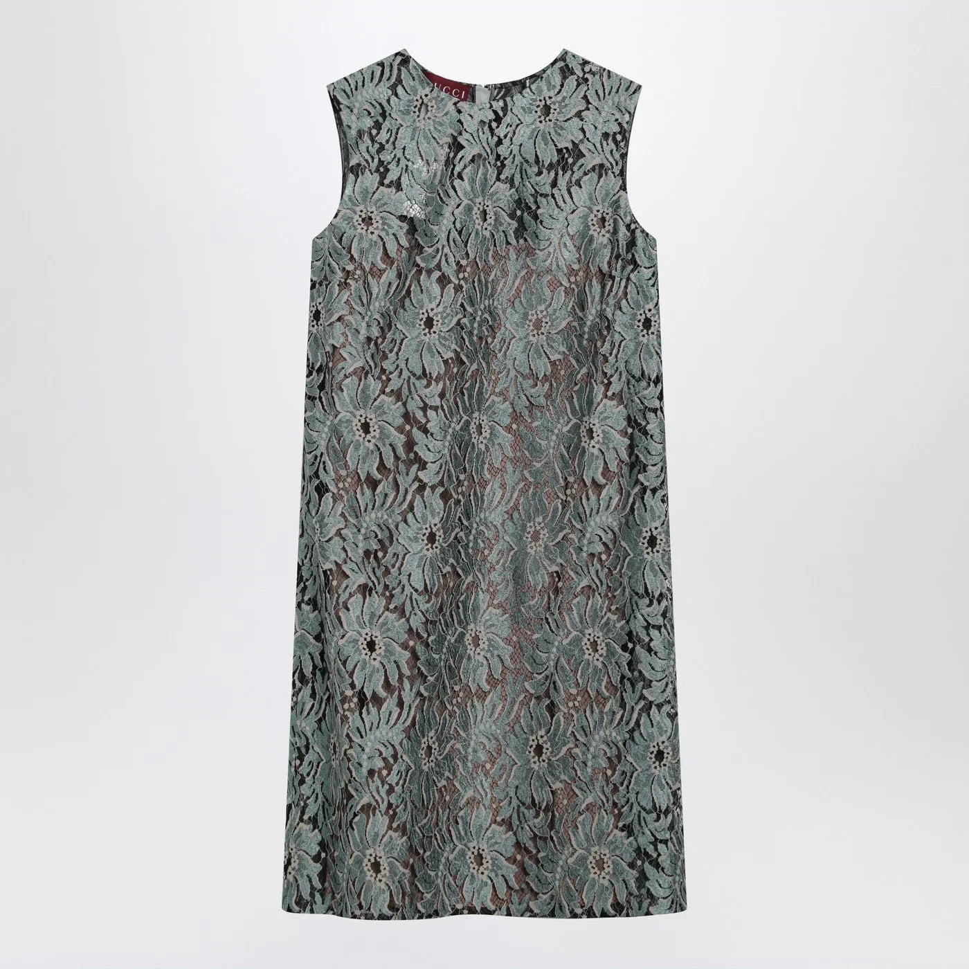 GUCCI Sage green floral lace dress
