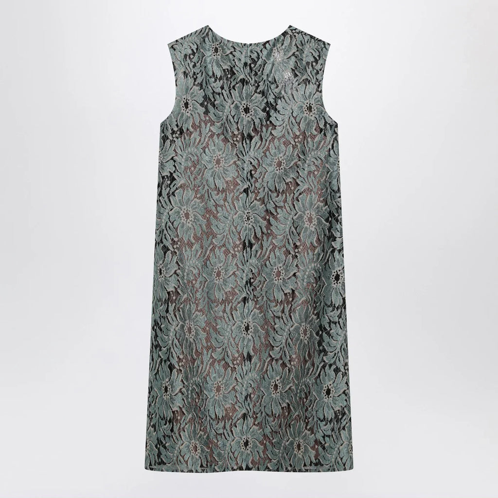 GUCCI Sage green floral lace dress