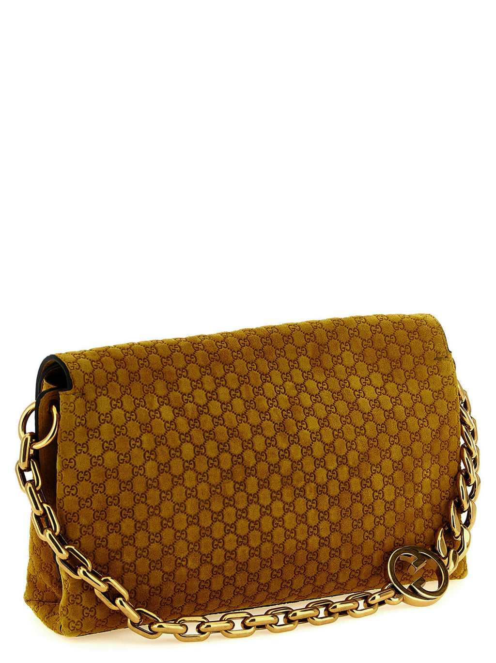 Gucci Gg Medium Suede Shoulder Bag