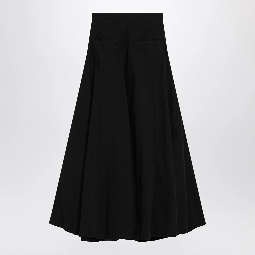 Balenciaga Black cotton ripstop Godet maxi skirt