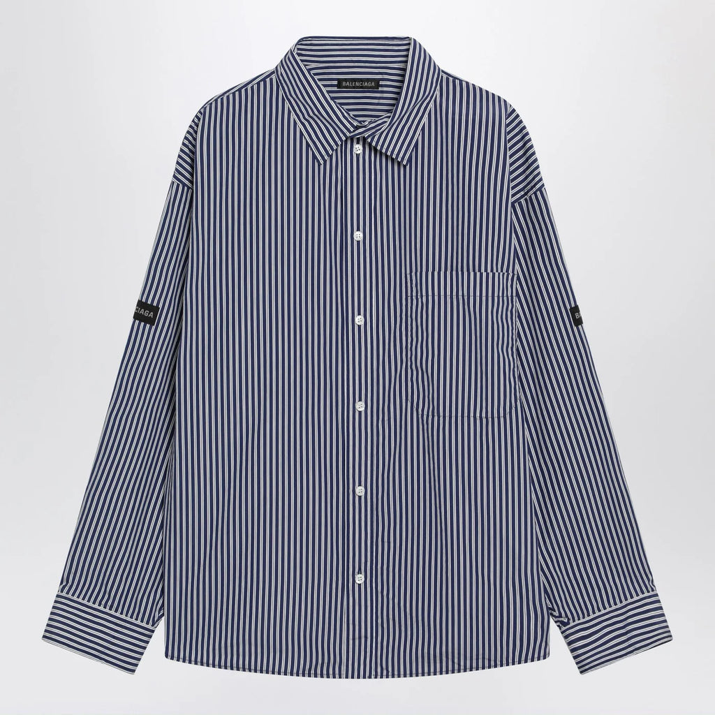 Balenciaga Oversize navy blue and white striped shirt