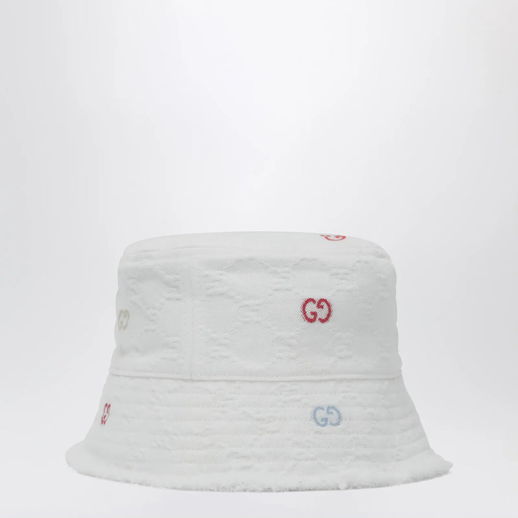 GUCCI White GG jacquard denim cap