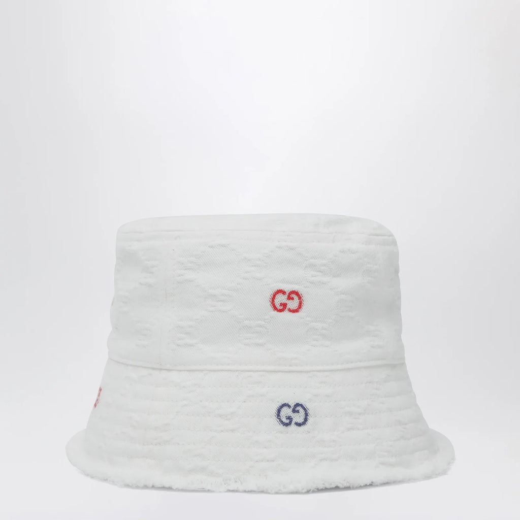 GUCCI White GG jacquard denim cap