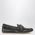 GUCCI Black boat shoes with washed effect