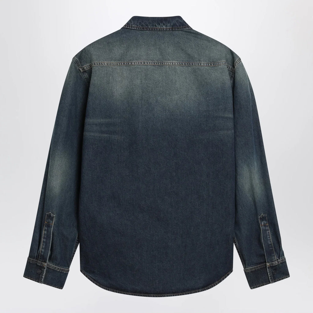 GUCCI Blue denim shirt with washed effect