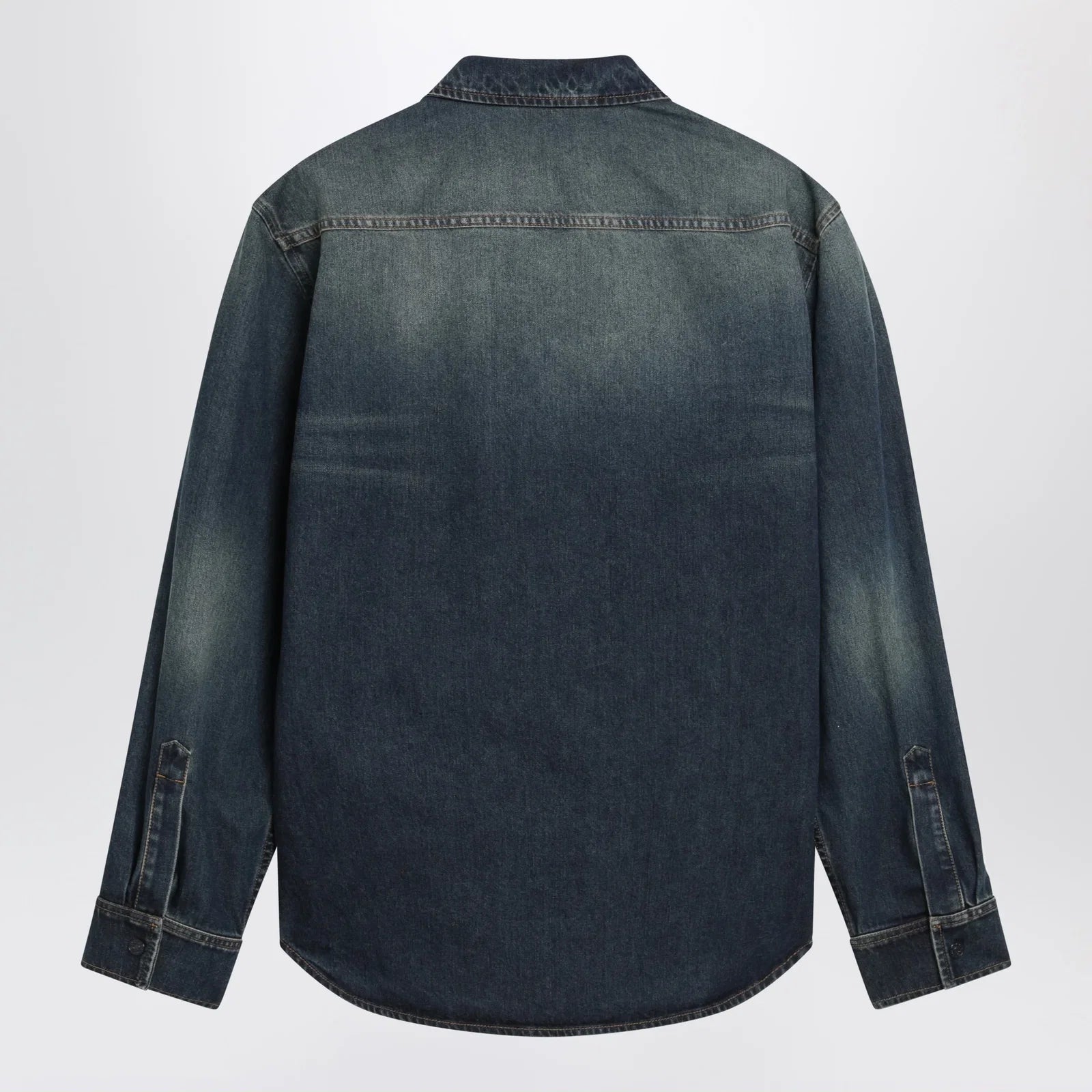 GUCCI Blue denim shirt with washed effect