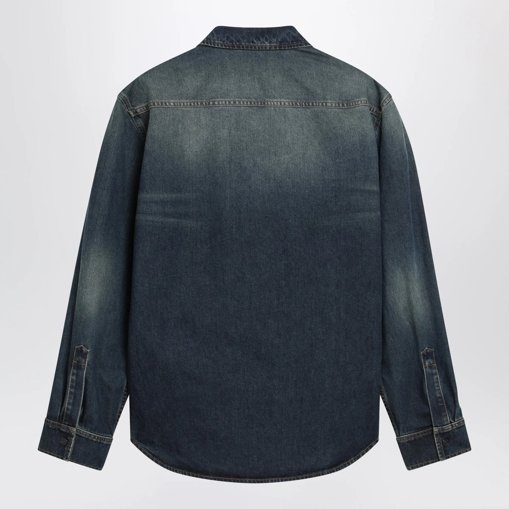 GUCCI Blue denim shirt with washed effect