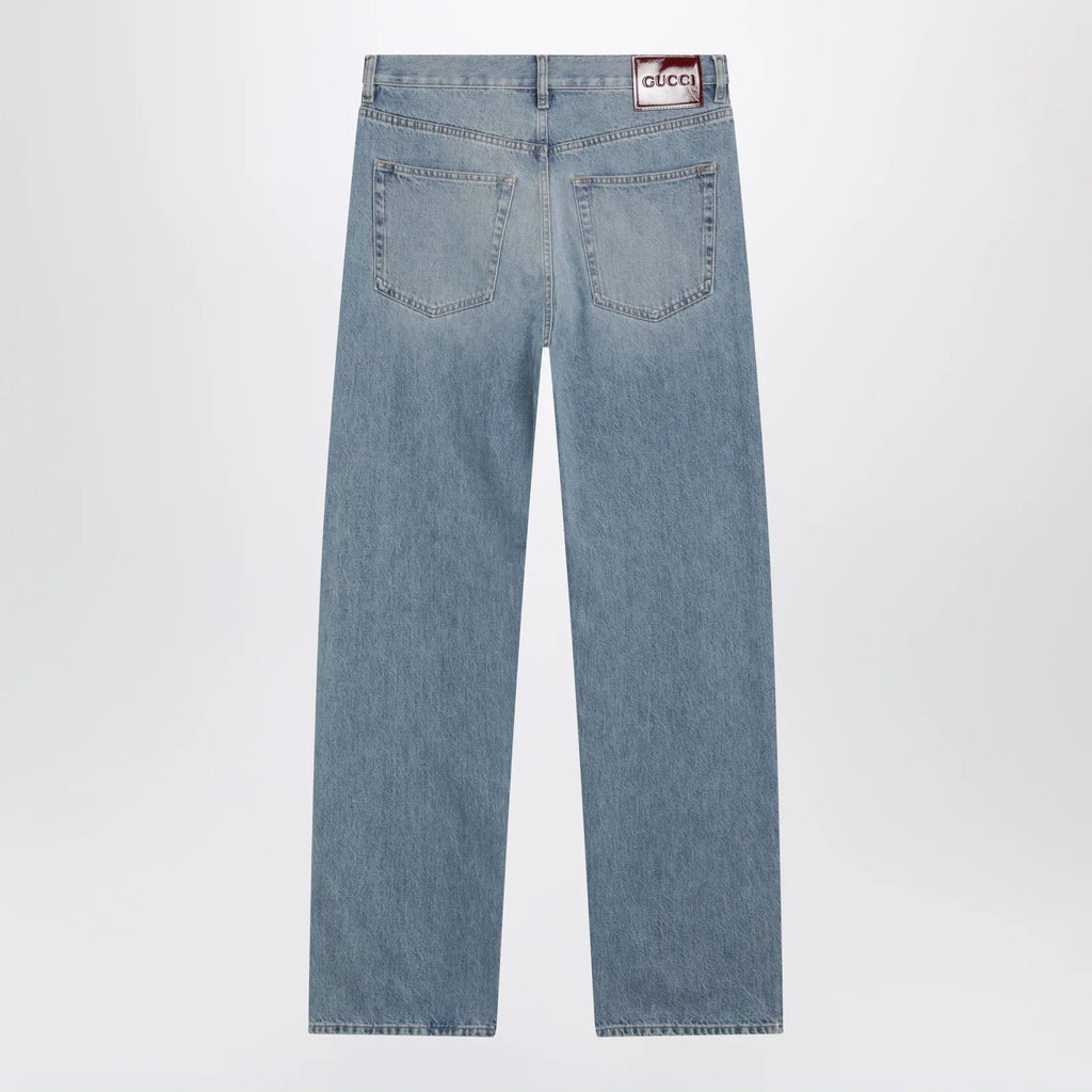 GUCCI Light Blue Loose-Fit Washed Jeans
