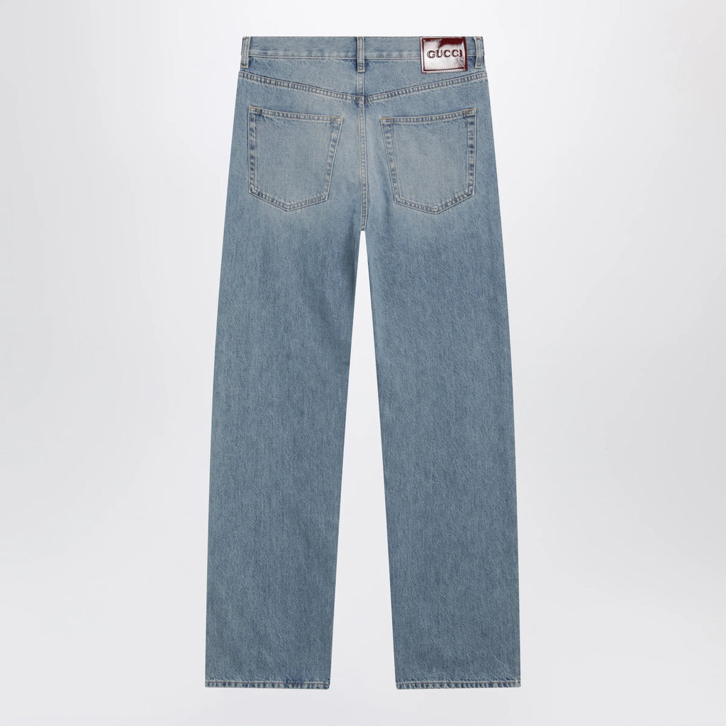 GUCCI Light Blue Loose-Fit Washed Jeans