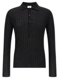 Saint Laurent Pointelle Wool Polo Shirt