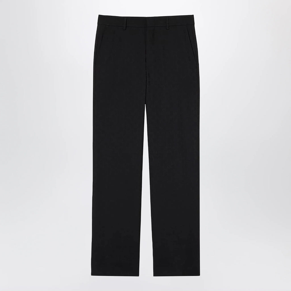 GUCCI Black Wool Trousers With GG Pattern