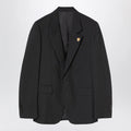 GUCCI Black Single-Breasted GG Wool Jacket