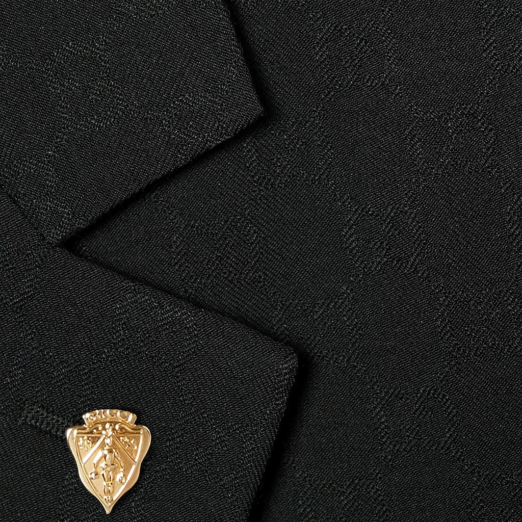 GUCCI Black Single-Breasted GG Wool Jacket
