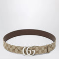 GUCCI Flat Marmont belt in sand GG fabric