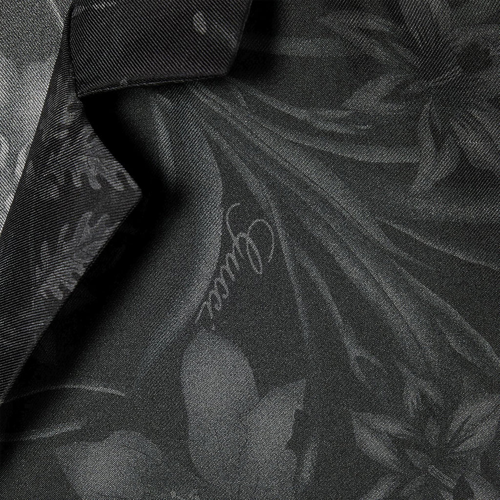 GUCCI Black silk twill bowling shirt with print