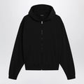 GUCCI Black zip hoodie in cashmere blend with logo print
