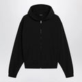 GUCCI Black zip hoodie in cashmere blend with logo print