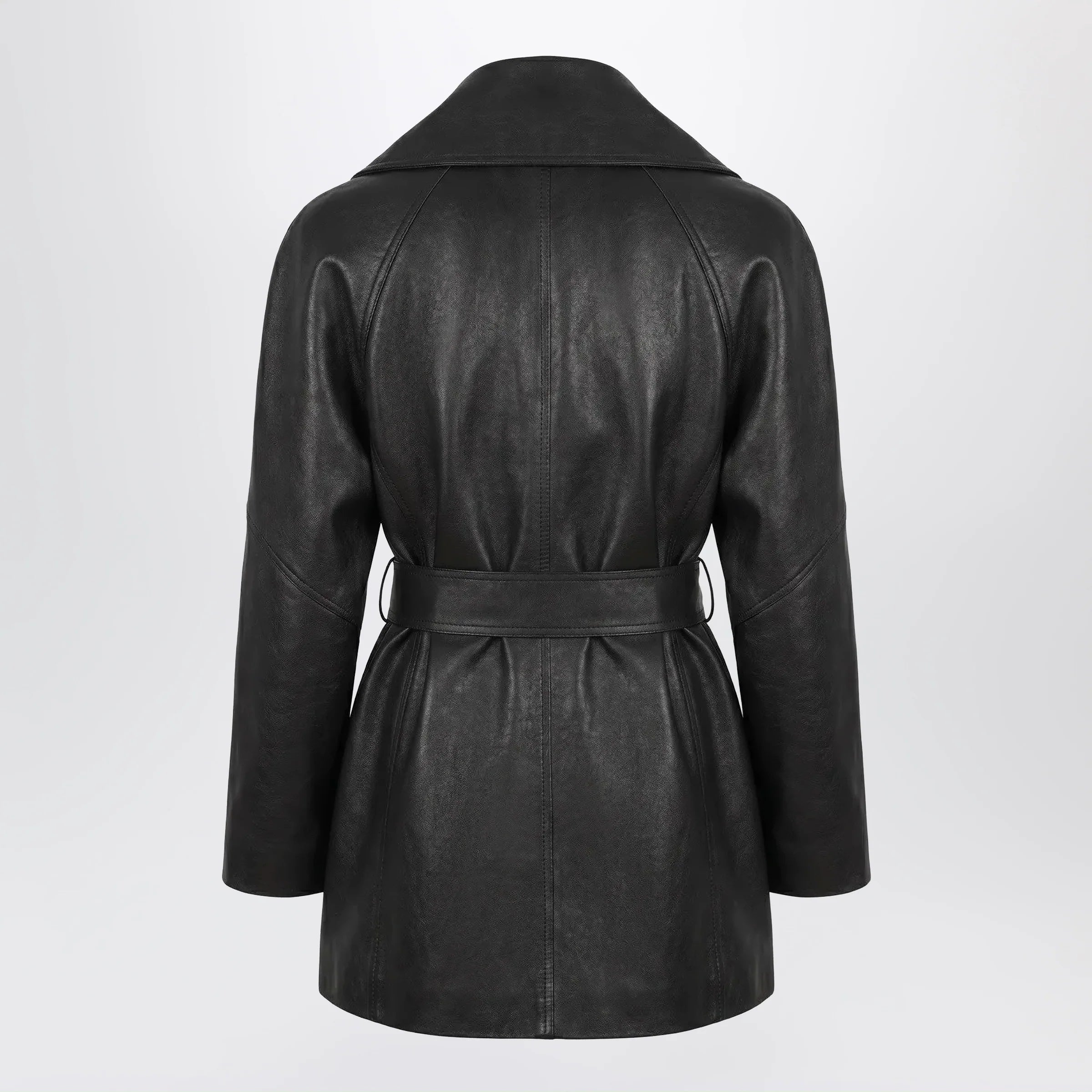 GUCCI Black leather jacket with Dionysus belt
