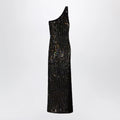 GUCCI Long jersey dress with crystal embroidery in black