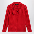 GUCCI Red silk jacquard shirt with Interlocking GG chain motif