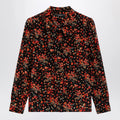 GUCCI Printed silk shirt with bow in black/red